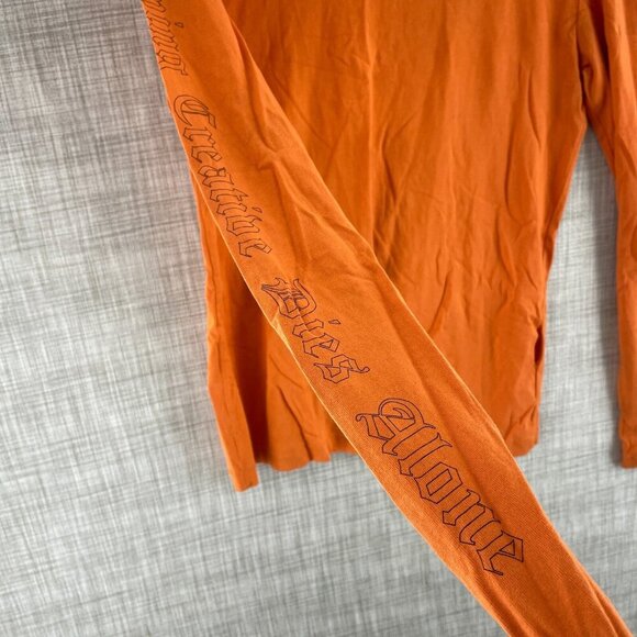 Off White Distressed long sleeve shirt Mens M Orange 3767 - Picture 8 of 11